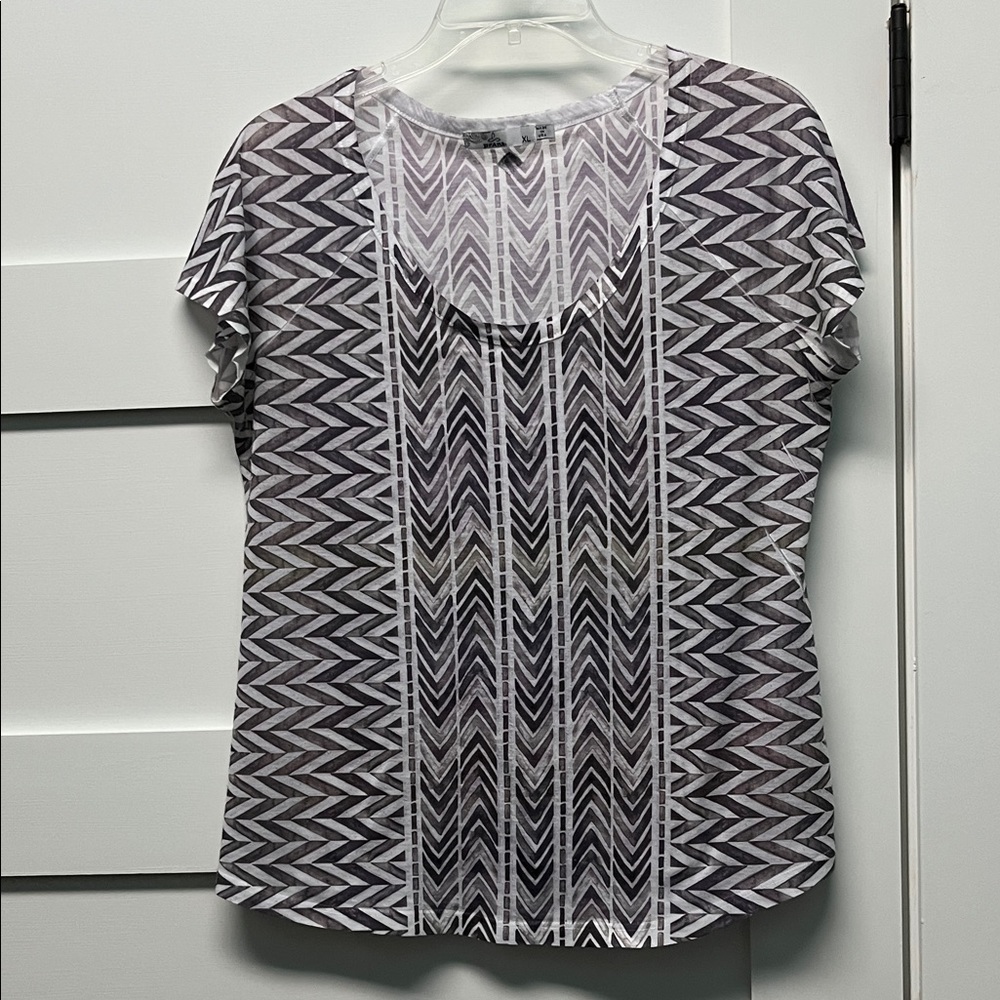 Prana Purple and Gray Chevron Blouse size XL